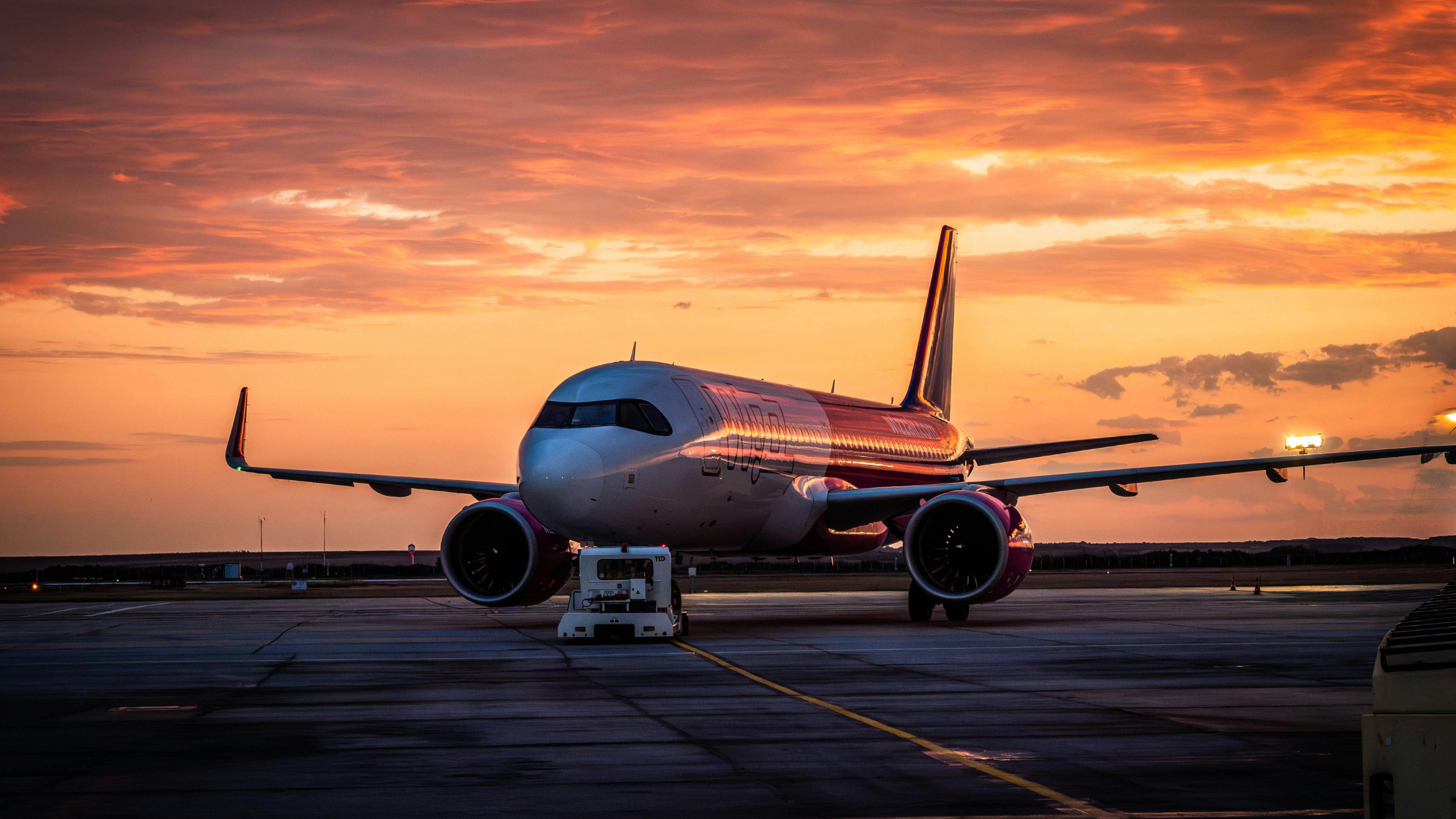 aeroplane at a sunset